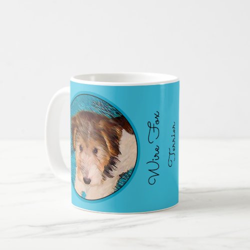 Wire Fox Terrier Puppy Painting _ Original Dog Art Coffee Mug