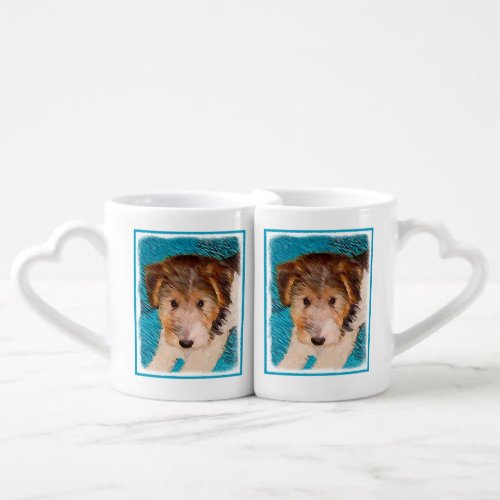 Wire Fox Terrier Puppy Painting _ Original Dog Art Coffee Mug Set