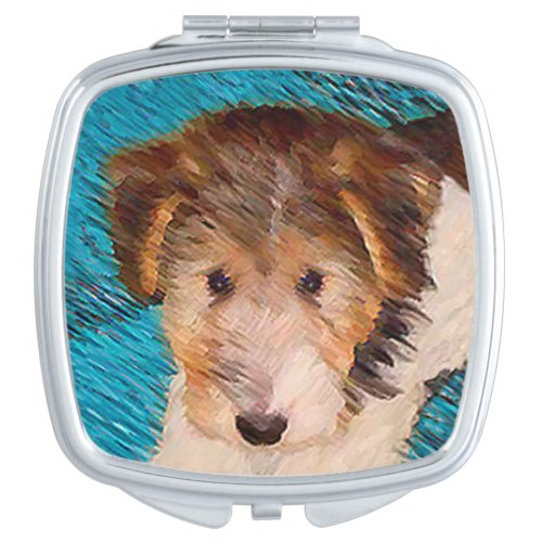 Wire Fox Terrier Puppy Painting _ Original Dog Art Compact Mirror