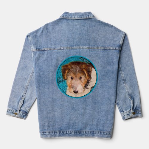 Wire Fox Terrier Puppy Painting _ Original Dog Art Denim Jacket