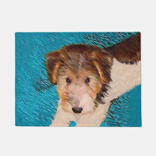 Wire Fox Terrier Puppy Painting _ Original Dog Art Doormat