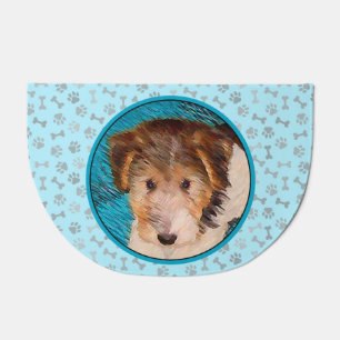 Wire Fox Terrier Puppy Painting - Original Dog Art Doormat