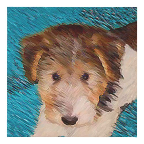 Wire Fox Terrier Puppy Painting _ Original Dog Art Faux Canvas Print