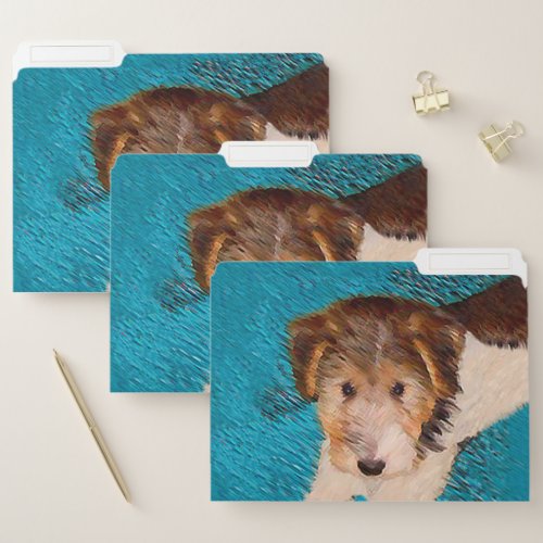 Wire Fox Terrier Puppy Painting _ Original Dog Art File Folder