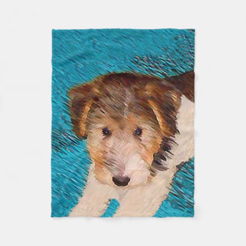 Wire Fox Terrier Puppy Painting _ Original Dog Art Fleece Blanket