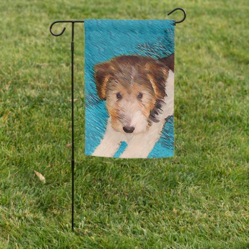 Wire Fox Terrier Puppy Painting _ Original Dog Art Garden Flag