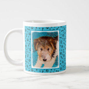 Wire Fox Terrier Puppy Painting - Original Dog Art Giant Coffee Mug
