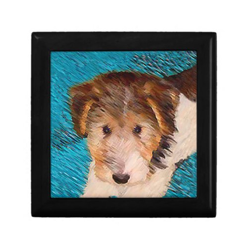 Wire Fox Terrier Puppy Painting _ Original Dog Art Gift Box