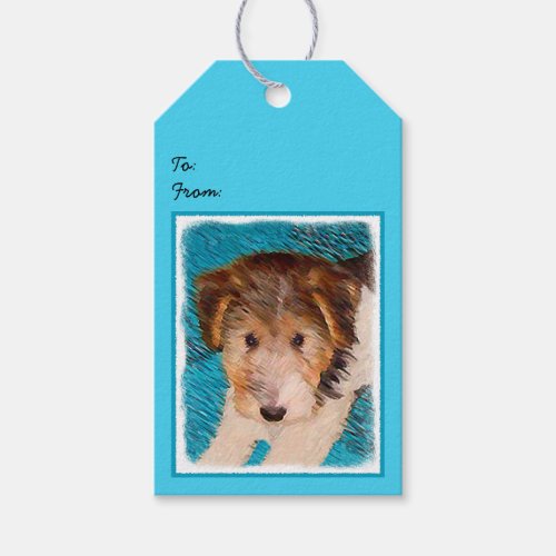 Wire Fox Terrier Puppy Painting _ Original Dog Art Gift Tags