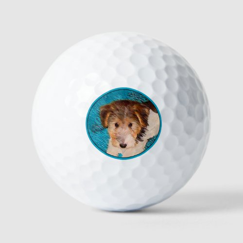 Wire Fox Terrier Puppy Painting _ Original Dog Art Golf Balls