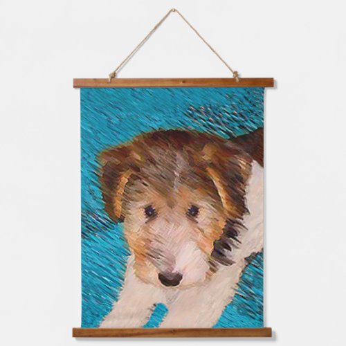 Wire Fox Terrier Puppy Painting _ Original Dog Art Hanging Tapestry