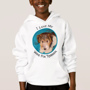 Wire Fox Terrier Puppy Painting - Original Dog Art Hoodie