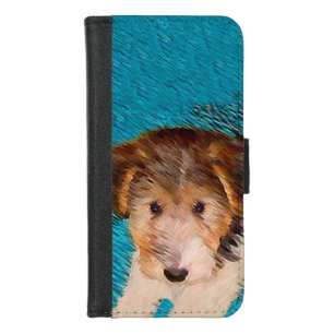 Wire Fox Terrier Puppy Painting - Original Dog Art iPhone 8/7 Wallet Case