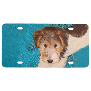 Wire Fox Terrier Puppy Painting - Original Dog Art License Plate