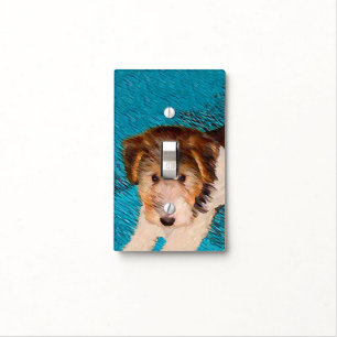 Wire Fox Terrier Puppy Painting - Original Dog Art Light Switch Cover