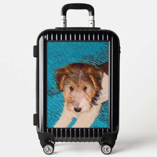 Wire Fox Terrier Puppy Painting _ Original Dog Art Luggage