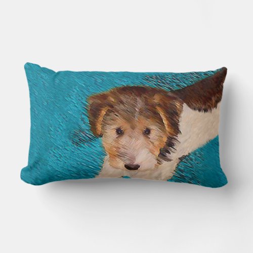 Wire Fox Terrier Puppy Painting _ Original Dog Art Lumbar Pillow