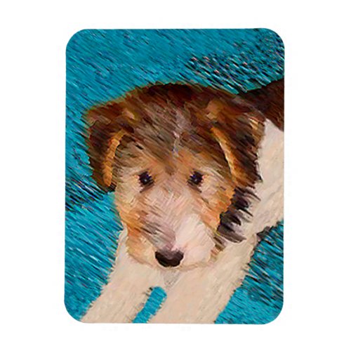 Wire Fox Terrier Puppy Painting _ Original Dog Art Magnet