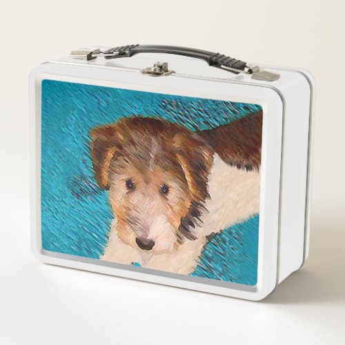 Wire Fox Terrier Puppy Painting _ Original Dog Art Metal Lunch Box