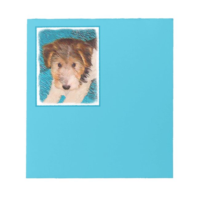 Wire Fox Terrier Puppy Painting - Original Dog Art Notepad (Front)