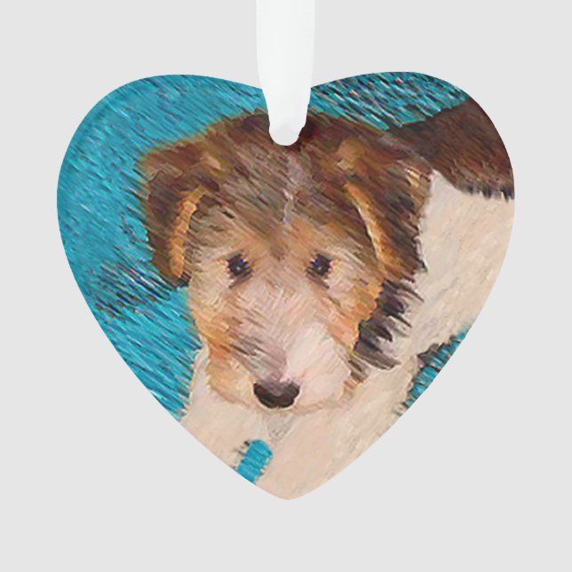 Wire Fox Terrier Puppy Painting - Original Dog Art Ornament (Front)