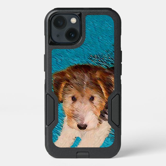 Wire Fox Terrier Puppy Painting - Original Dog Art Otterbox iPhone Case (Back)