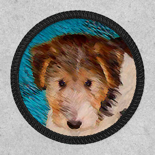 Wire Fox Terrier Puppy Painting - Original Dog Art Patch