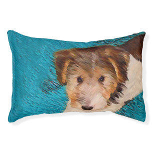 Wire Fox Terrier Puppy Painting - Original Dog Art Pet Bed