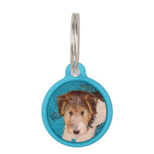 Wire Fox Terrier Puppy Painting _ Original Dog Art Pet ID Tag