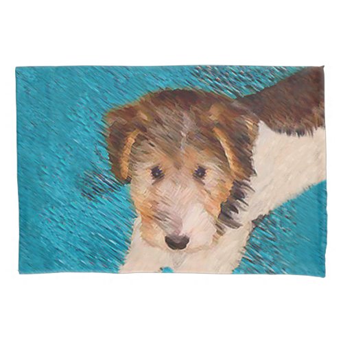 Wire Fox Terrier Puppy Painting _ Original Dog Art Pillow Case