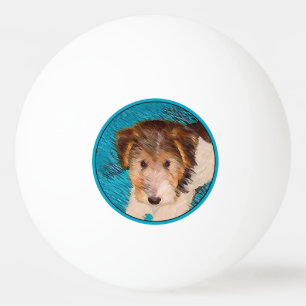 Wire Fox Terrier Puppy Painting - Original Dog Art Ping Pong Ball