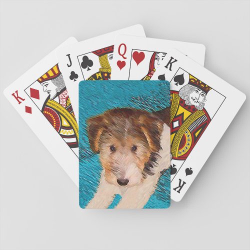Wire Fox Terrier Puppy Painting _ Original Dog Art Playing Cards