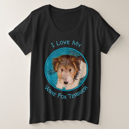 Wire Fox Terrier Puppy Painting _ Original Dog Art Plus Size T_Shirt