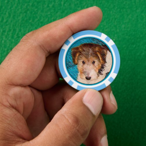 Wire Fox Terrier Puppy Painting _ Original Dog Art Poker Chips