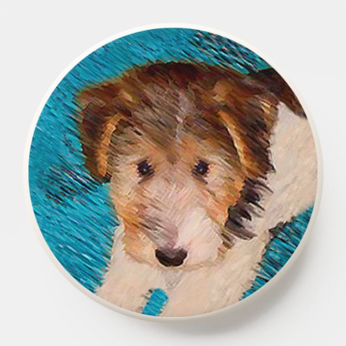 Wire Fox Terrier Puppy Painting _ Original Dog Art PopSocket