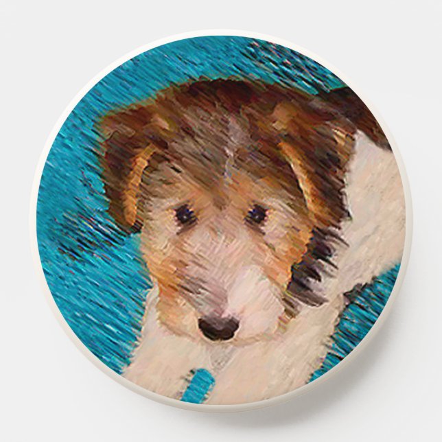 Wire Fox Terrier Puppy Painting - Original Dog Art PopSocket (Popsocket)