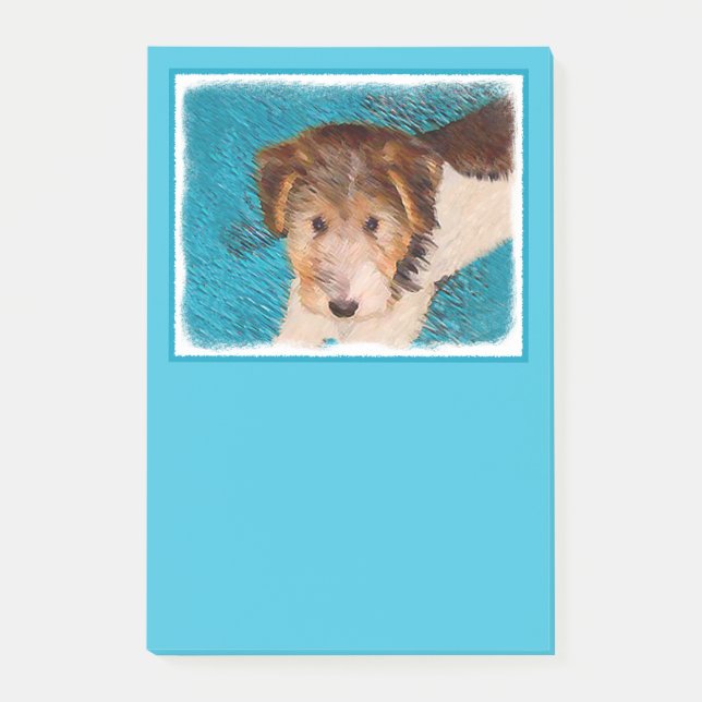 Wire Fox Terrier Puppy Painting - Original Dog Art Post-it Notes (Front)