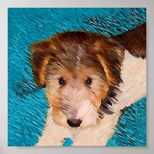 Wire Fox Terrier Puppy Painting _ Original Dog Art Poster