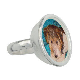 Wire Fox Terrier Puppy Painting - Original Dog Art Ring