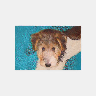 Wire Fox Terrier Puppy Painting - Original Dog Art Rug