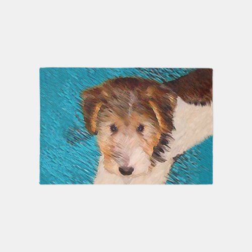 Wire Fox Terrier Puppy Painting _ Original Dog Art Rug