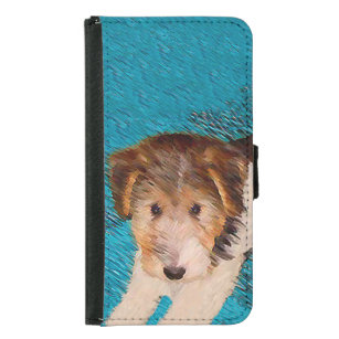 Wire Fox Terrier Puppy Painting - Original Dog Art Samsung Galaxy S5 Wallet Case