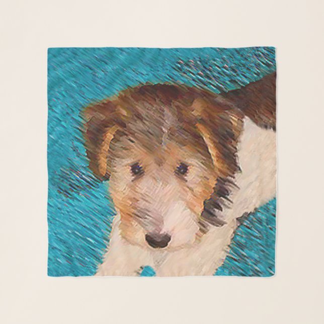 Wire Fox Terrier Puppy Painting - Original Dog Art Scarf (Front (Horizontal))