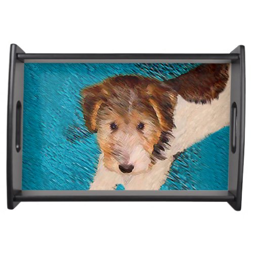 Wire Fox Terrier Puppy Painting _ Original Dog Art Serving Tray