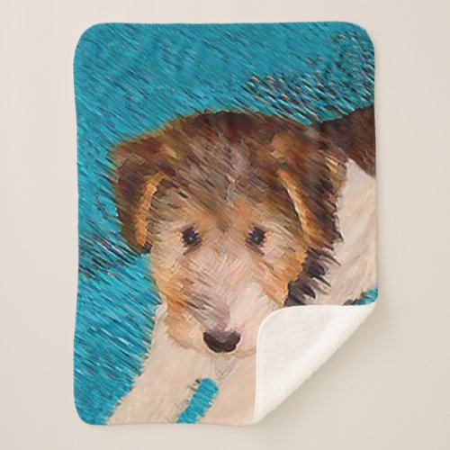 Wire Fox Terrier Puppy Painting _ Original Dog Art Sherpa Blanket