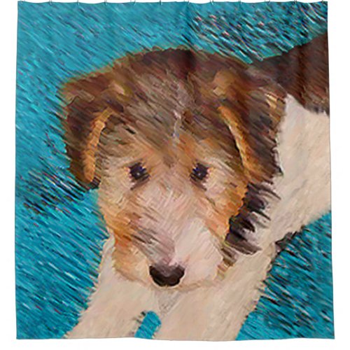 Wire Fox Terrier Puppy Painting _ Original Dog Art Shower Curtain