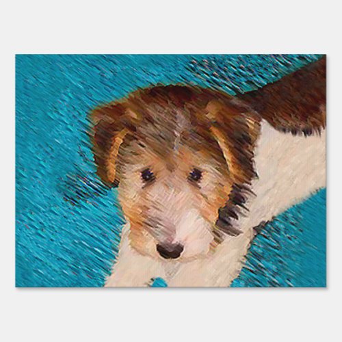 Wire Fox Terrier Puppy Painting _ Original Dog Art Sign