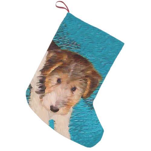 Wire Fox Terrier Puppy Painting _ Original Dog Art Small Christmas Stocking