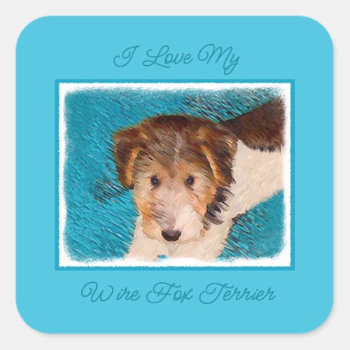Wire Fox Terrier Puppy Painting _ Original Dog Art Square Sticker