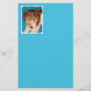Wire Fox Terrier Puppy Painting - Original Dog Art Stationery